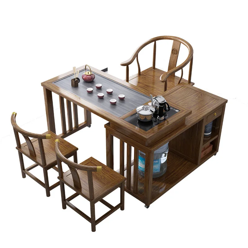 

Balcony household mobile tea table drinking tea table and chair combination small coffee table set boiling water