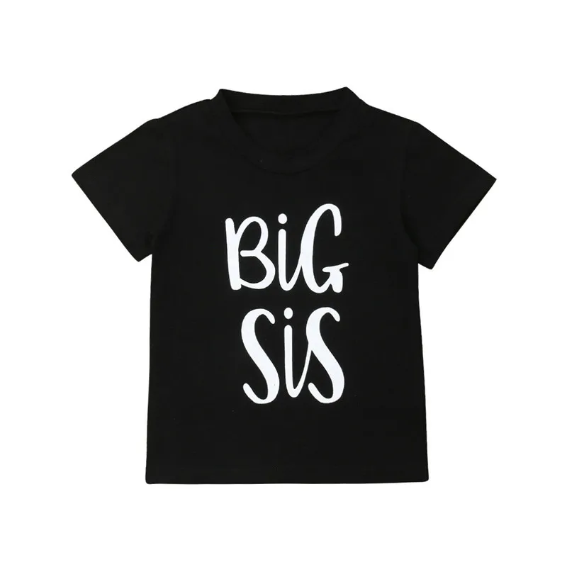 Big Sister Little Brother Twins Kids Tshirt Summer Short Sleeve Letter Tops Girls Boys Graphic Tee Twins Matching Outfit T-shirt