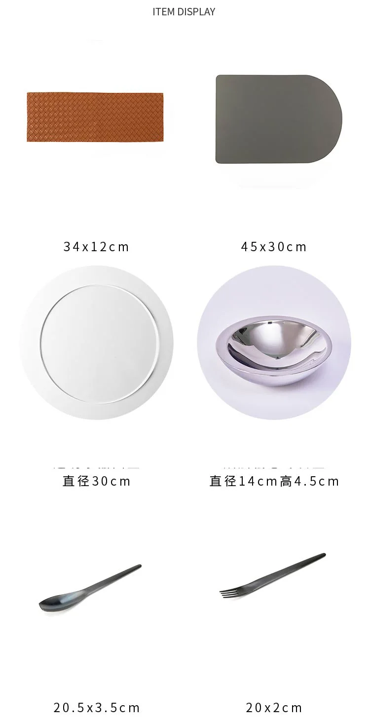 Creative Model Room Sales Dining Table Set Dinner Plate European Transparent Crystal Tray Cushion Plate Stainless Steel Bowl