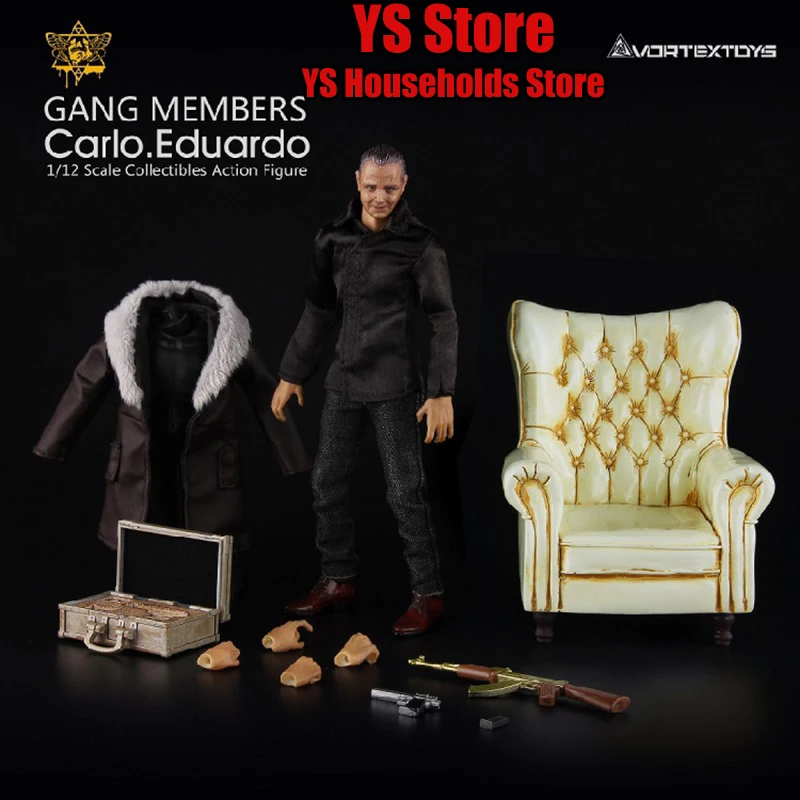 VORTEXTOYS V00013 1/12 Scale Carlo Eduardo Man Action Figure Gang Members Mini Sofa Model Accessory 6