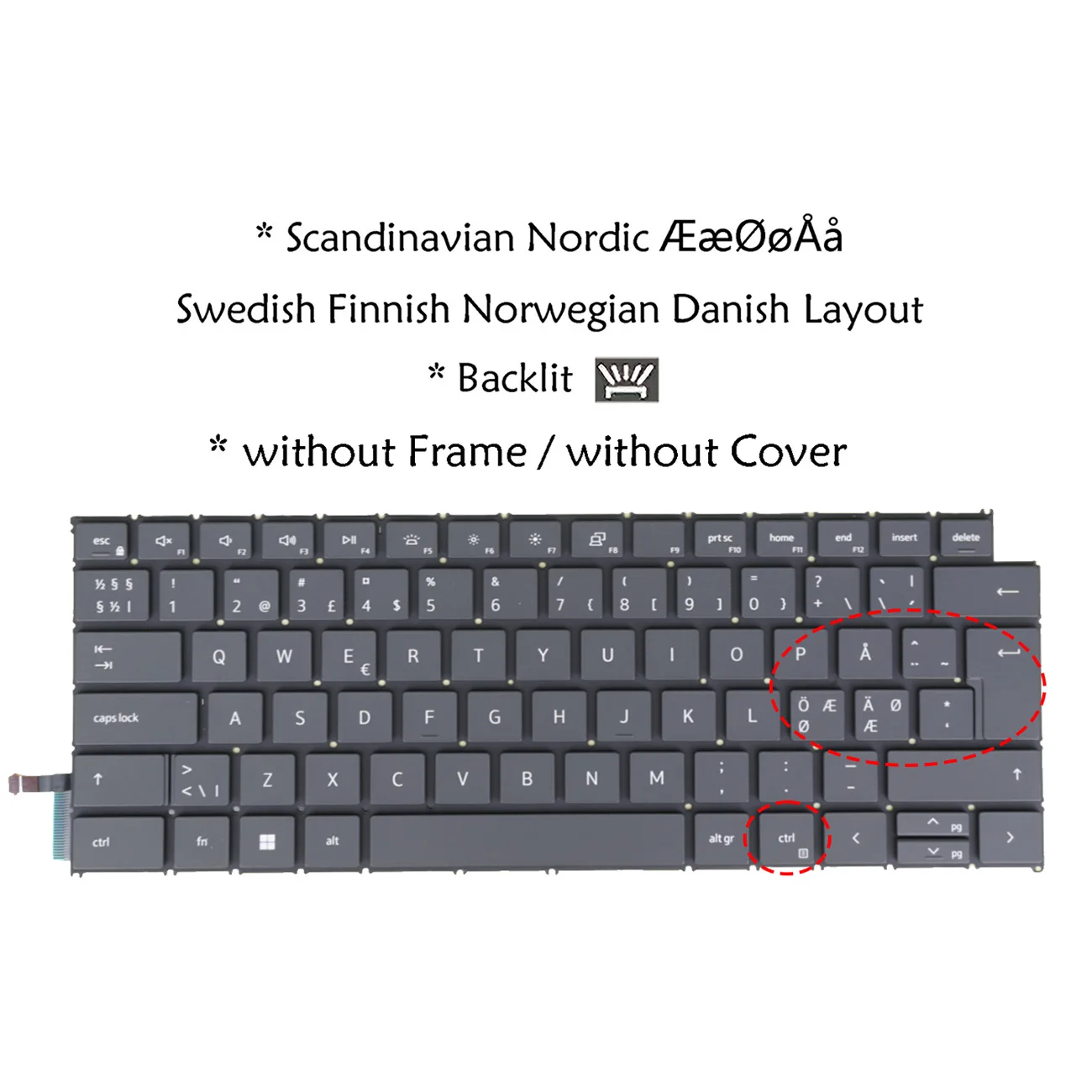 Keyboard For Dell Inspiron 5445 5440 5441 7440 7445 7640,14 Plus 7440 7441,16 Plus 7640 Swedish Finnish Danish Norwegian Nordic