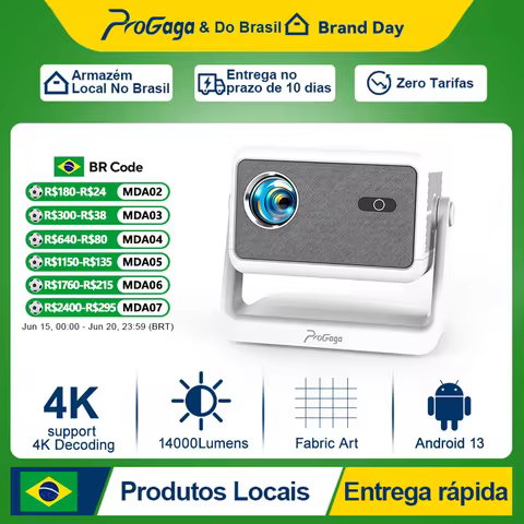 PROGAGA PG370 MAX Projetor Full HD 1080P para Filmes, Projetor WiFi Android, Smart TV, Home Theater, 700ANSI, Projetor de Vídeo Portátil
