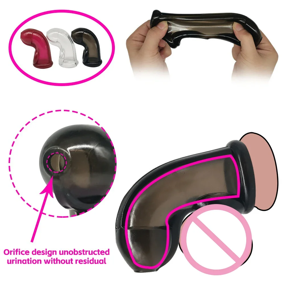 كيس الصفن القضيب توسيع الانتصاب قابلة لإعادة الاستخدام القضيب لمط الذكور العفة قفص حلقة مكافحة قبالة حلقة كم الجنس لعب للرجال 18 + #2