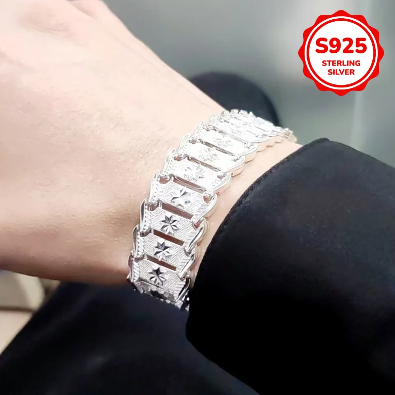 925 Pure Sterling Silver Euro Coin Pattern Bracelet