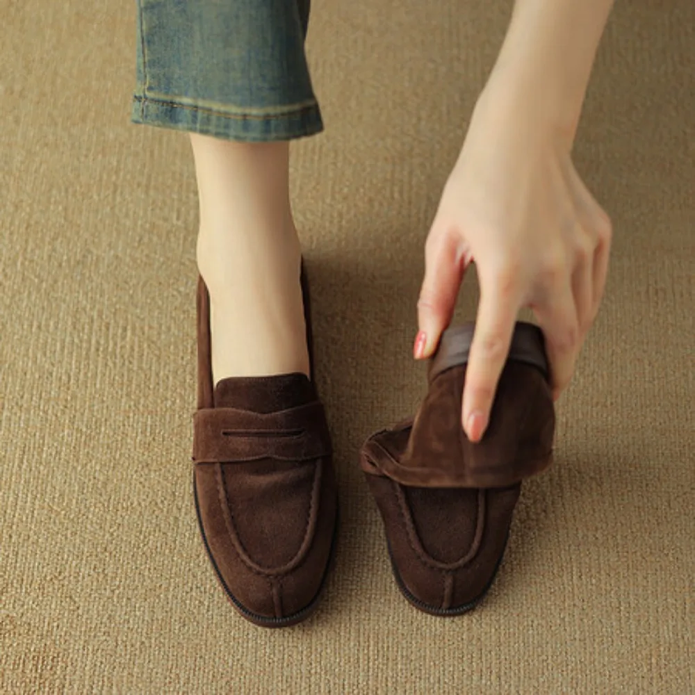 Shoes for Women 2024 Summer Brown Casual Flats Ladies Shoe Fashion Suede Loafers Soft Sole Non-Slip Feminino Zapatos Mujer