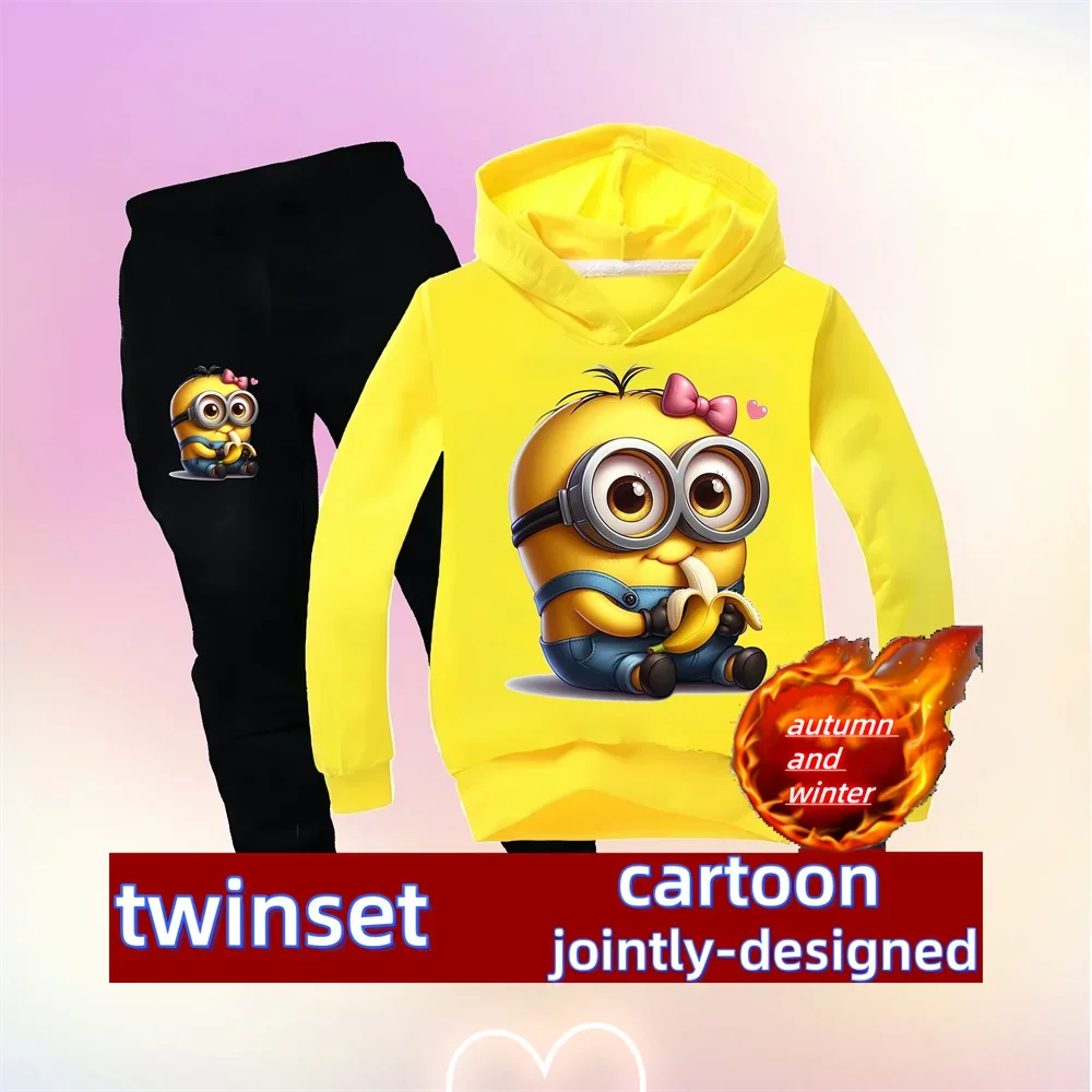 Despicable Me Cartoon Kids Hoodie Minions Cartoon Print Autumn/Winter Long Sleeve Sweatshirt Boys Girls Kawaii Casual Top