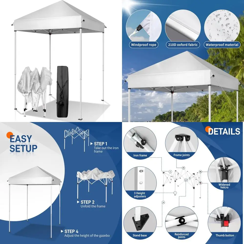 

Instant Outdoor Pop Up Canopy Tent, 5x5 EZ Up Shelter with Carry Bag, Ideal for Patio, Balcony, Backyard Use