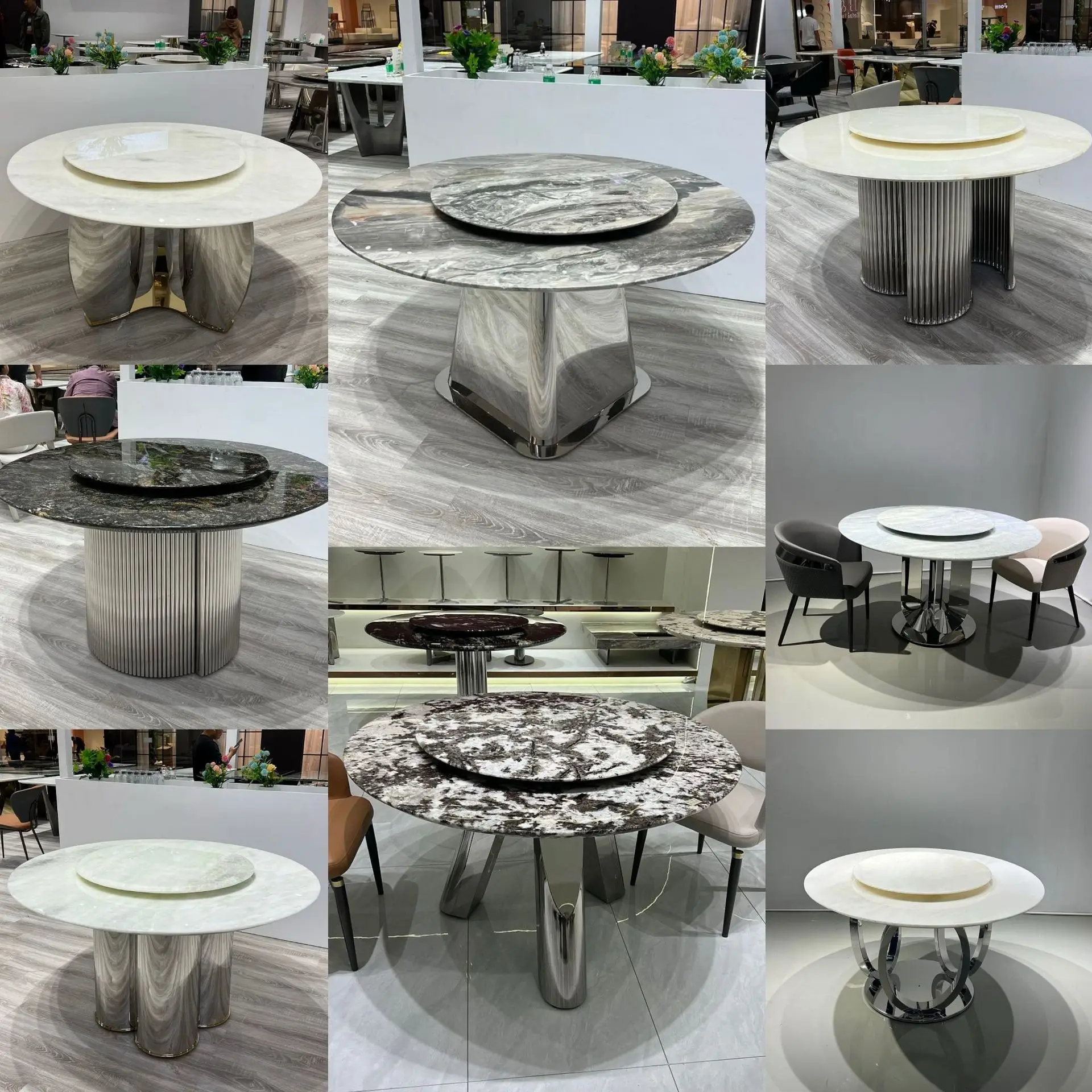 Luxury Thickened Iron Art Dining Table Home Use Stainless Steel Marble Stone Dining Table