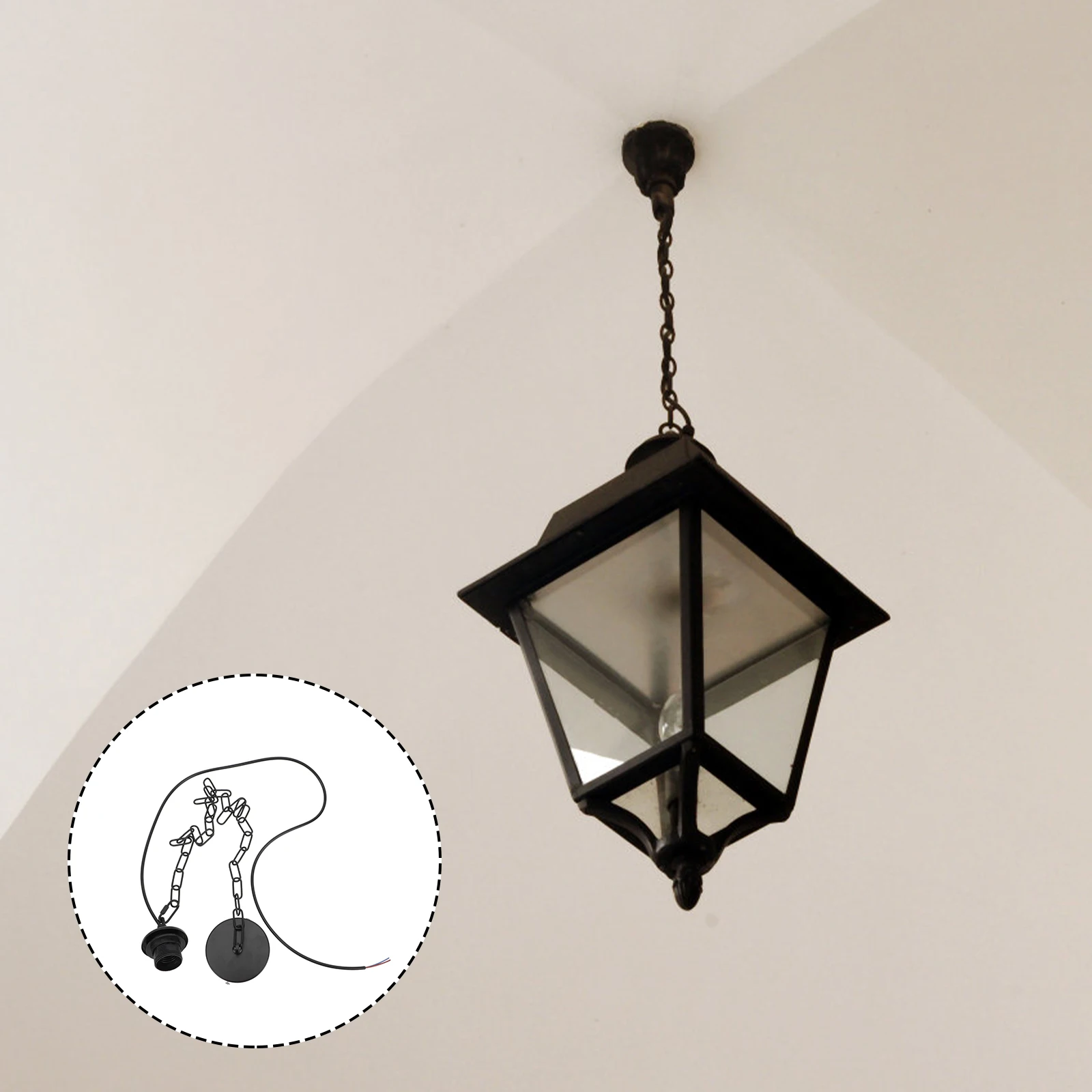 

Chain Lamp Head Iron Vintage Loft Chandelier Hanging Decor Retro DIY Kit Lamp Holder Line Chandelier Chain Easy Install Hardware