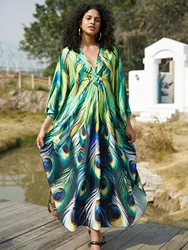 Sukienka Kaftan narzuta dla kobiet rękaw w kształcie skrzydła nietoperza Plus Size sukienki Kaftan V dekolt Resort plaża strój kąpielowy