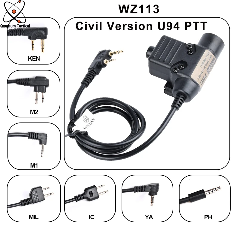  Tactical NEW Civil Version U94 PTT Hunting Headset AccessoriesPTT for Wadsn Earmor Copy Headphone baofeng Kenwood Motorola plug