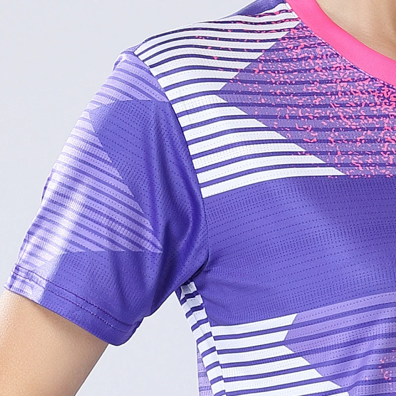 Prints Tennis Women Short Sleeve Quick Dry Lightweight Badminton Polyester Shirts Breathable Ping Pong Jerseys Training T-shirts