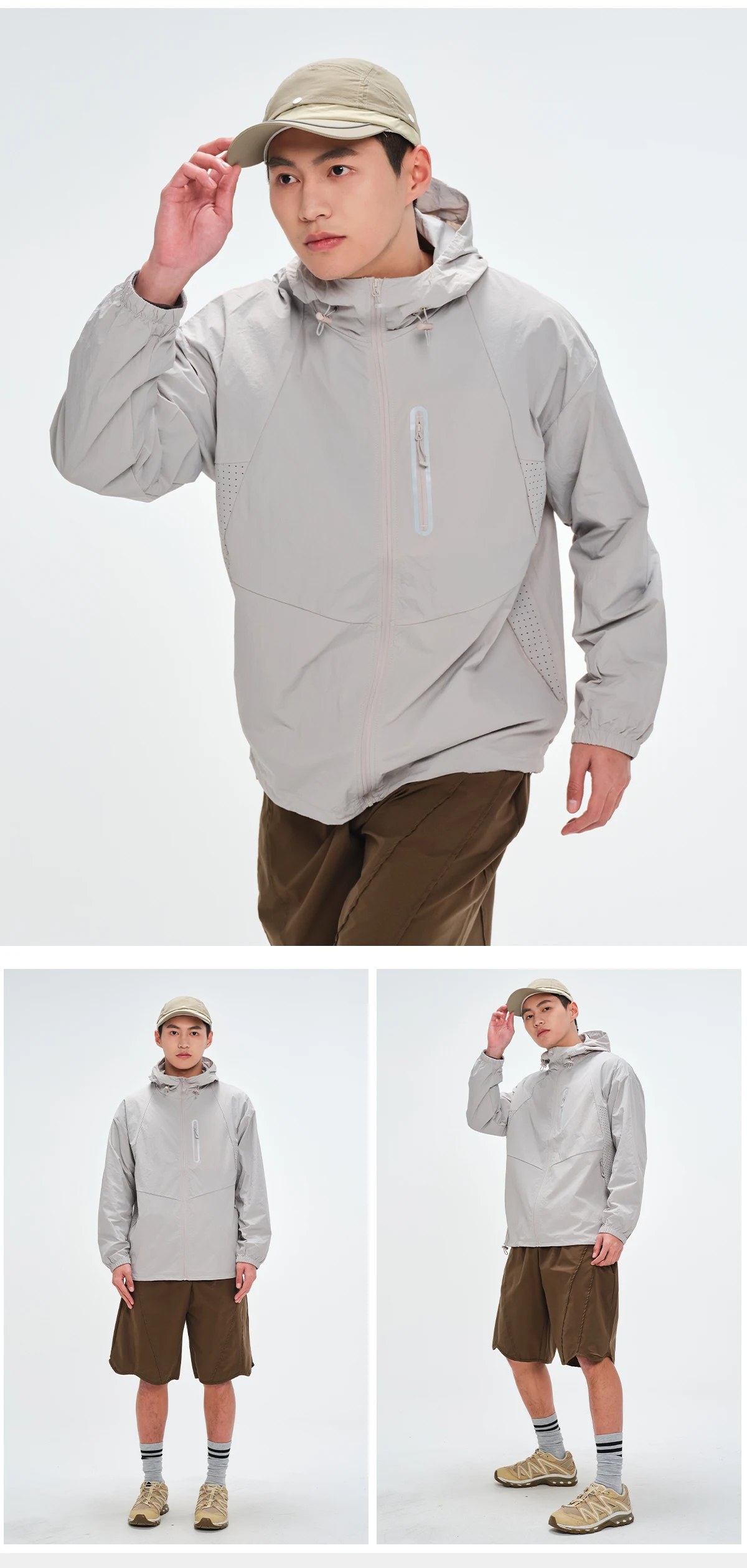 Summer Men Jacket Underarm Mesh Breathable Coat UPF 100+UV Skin Protective Jacket Women Reflective Strips Hiking Camping Jacket
