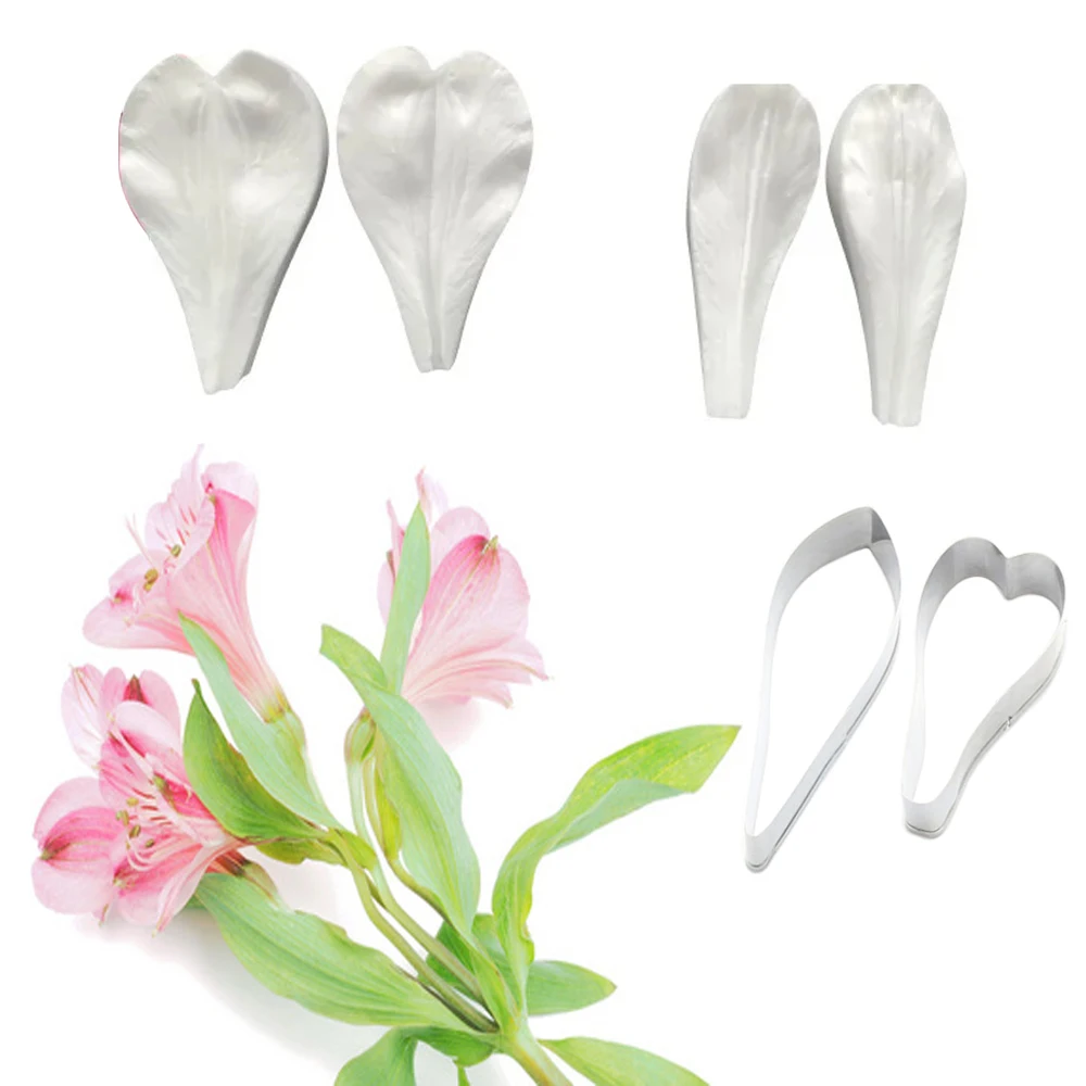 6PCS Peruvian Lily Veiners &Cutters Flower Moldes De Silicon Chocolate Fondant Cake Decorating Tool Sugar Molde Para Pastel