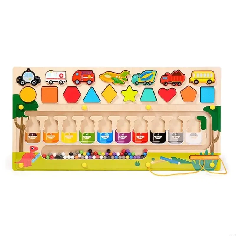 Colorful Wooden Puzzle Beads Maze Toy For Kids Fine Motor Skills And Color Recognition Educational Board 15UB