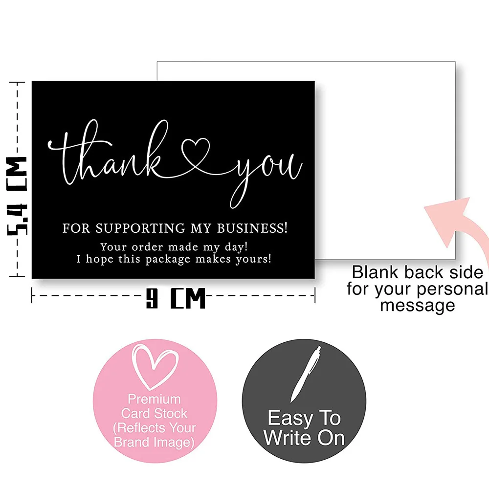 30pcs Black Thank You for Supporting My Small Business Cards, Small Thank You for Your Order Cards for Retail Store