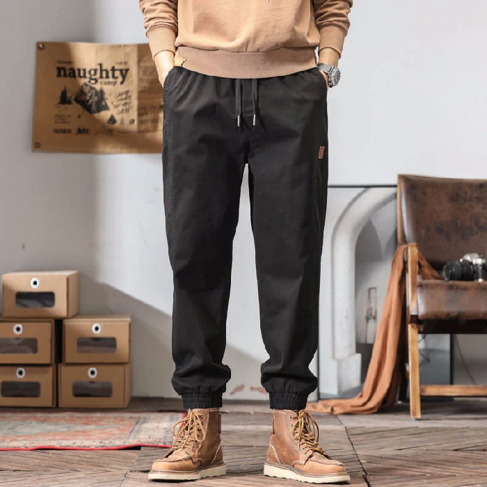 

Briti Preppy Workwear Pants Men Spring Autumn Trendy Trousers Cuffed Straight Leg Casual Cotton Blend Fabric Antibacterial