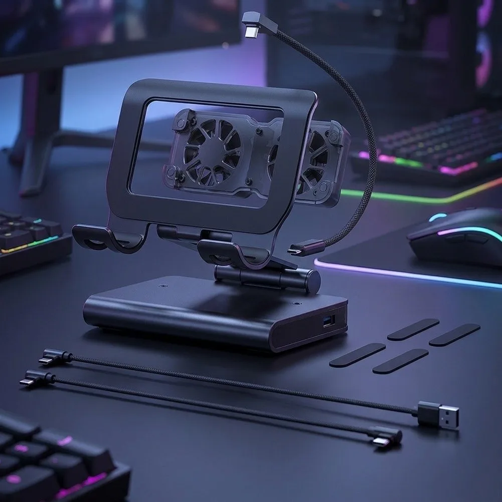 Magnetic Docking Stand For ROG Ally= X With Dual Fan Cooling, Aluminum Alloy Charging Holder For ASUS= Handheld Console