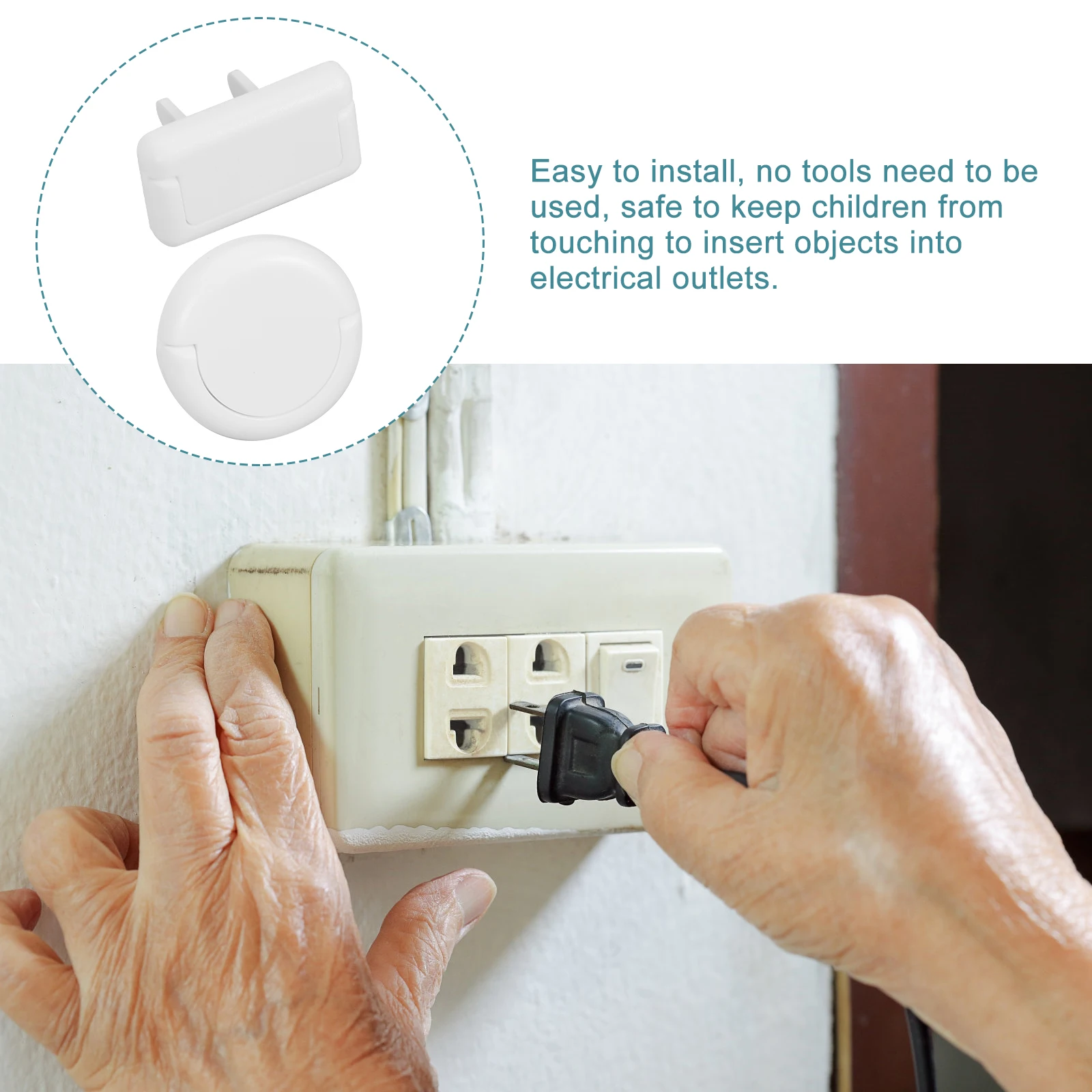 

Socket Cover Baby Proofing Outlet Plugs Safety Caps 2 Prong 3 Prong Electrical Protector Home Use ABS Material Easy Install