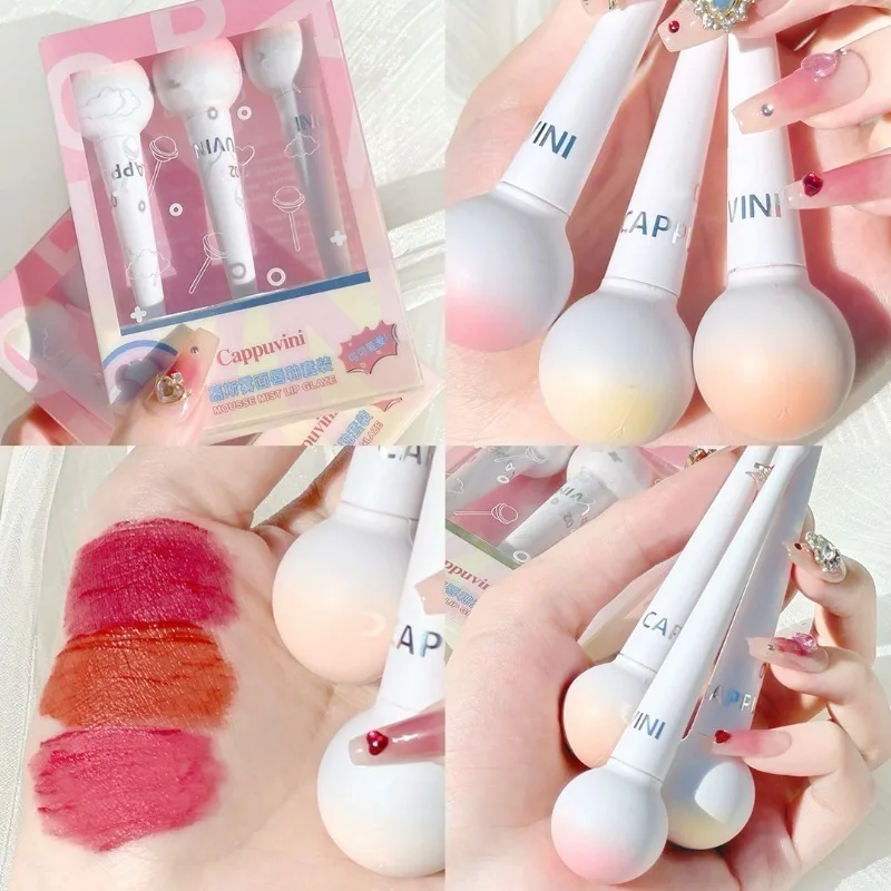 Liquid Lipstick With Cushion Applicator Velvet Matte Lip Gloss Moisturizing Creamy Soft Liquid Blush Lip Stick Multi-uses Makeup