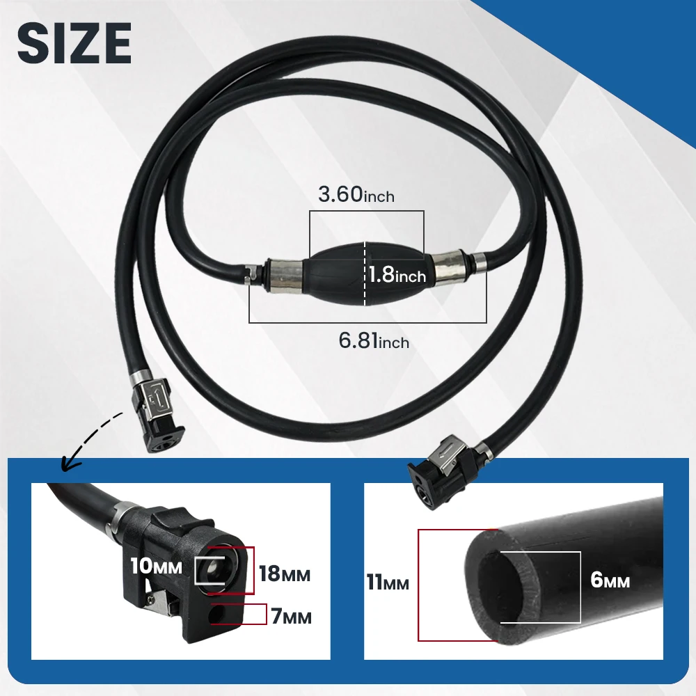 مجموعة خط الوقود مقاس 15/64 بوصة، مجموعة خرطوم خط الوقود 6 مم مع لمبة تمهيدية لمحرك القارب الخارجي البحري والجرارات والقوافل #2