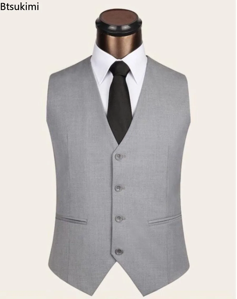 S-6XL Plus Size Men's Korean Slim Fit Suit Vest High-end Solid Color Casual Sleeveless Vest Jackets Man Formal Businss Waistcoat
