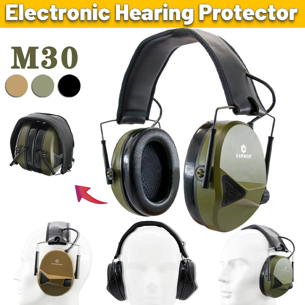 タクティカルヘッドセット-earmor-m30-電子ノイズキャンセリングイヤーマフ-エアソフト狩猟射撃トレーニング聴覚保護ヘッドフォン