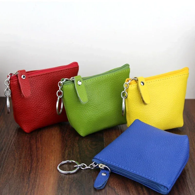 Dompet koin หนังแท้สำหรับผู้หญิง POUCH koin กระเป๋าเงินขนาดเล็กมีซิปกระเป๋าสำหรับเด็กกระเป๋าใส่กุญแจกระเป๋าใส่บัตรเครดิตบัตรประชาชน