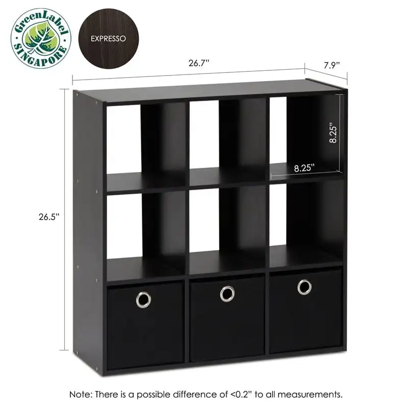 

Furinno 13207 Simplistic 9-Cube Organizer with Bins