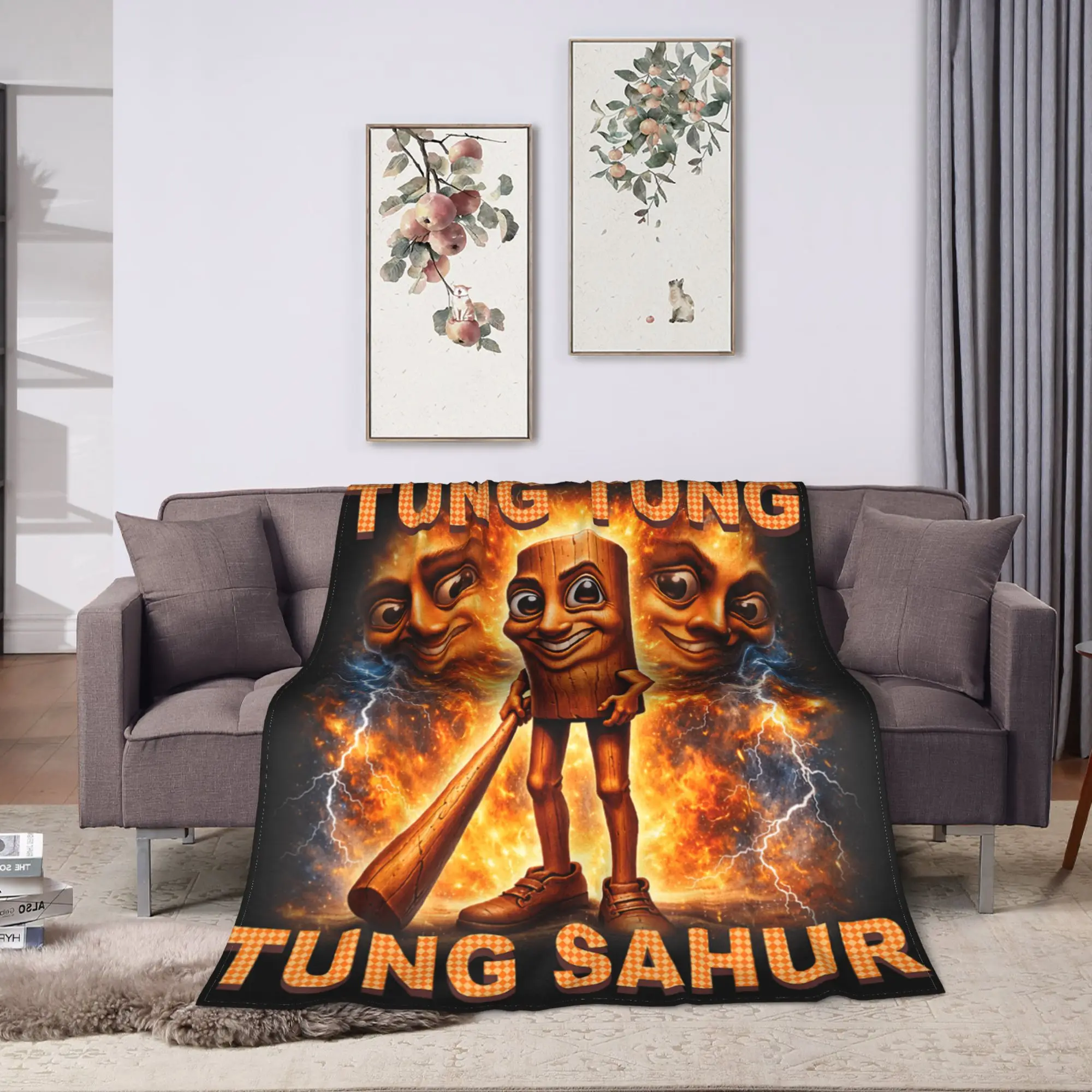 Soft Throw Blanket Picnic Tung Tung Tung Sahur is Calling Italian Brainrot Blankets  Bedspread For Couch Chair Sofa Bed Cover