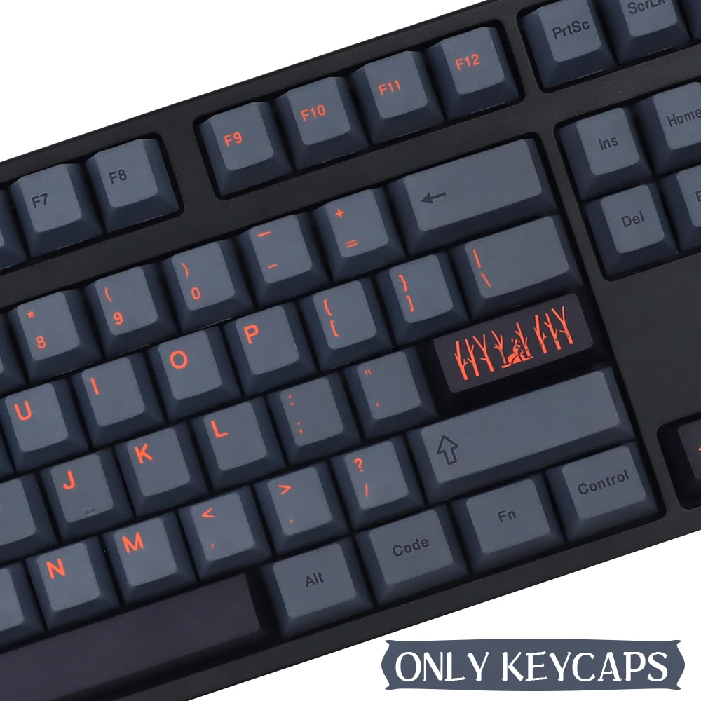 Imagem -03 - Cinza Teclado Mecânico Cinder Keycap Cereja Perfil Dye Subbed Fit para Gmk 64 68 75 96 104 108 Japonês Preto e