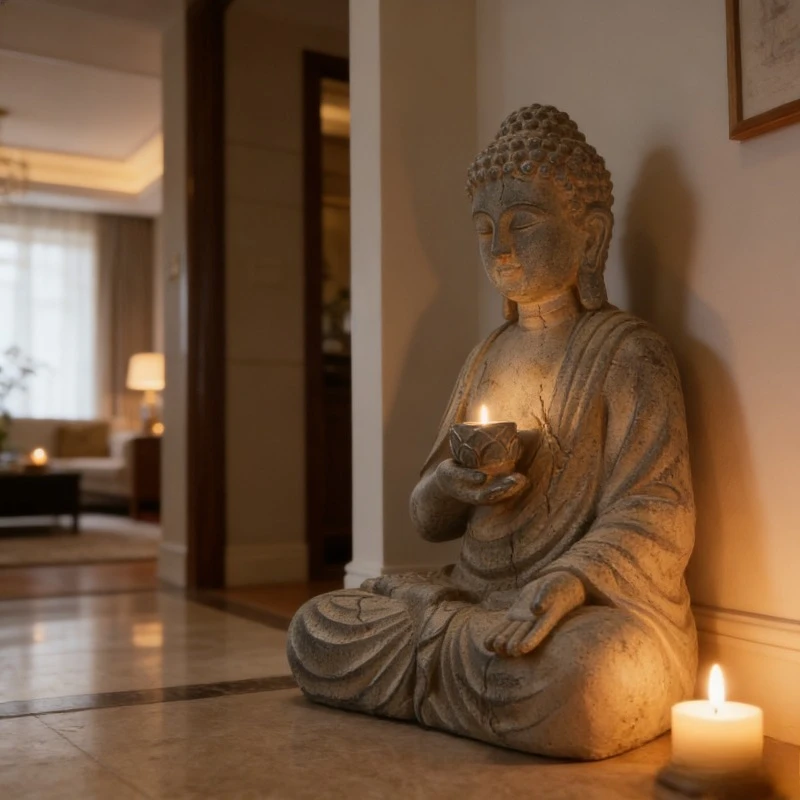 New Chinese Style Zen Buddha Statue Resin Garden Figure Sculpture Living Room Balcony Landscape Decor Miniature Accessory