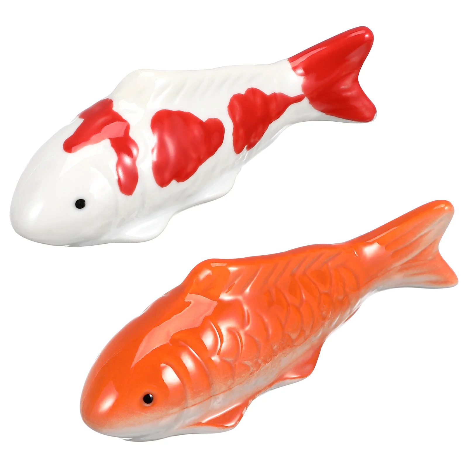 

2 Pcs Fish Ornament Ceramic Tank Decor Floating Small Fountain That Floats Statue Aquarium for Bowl Figurines