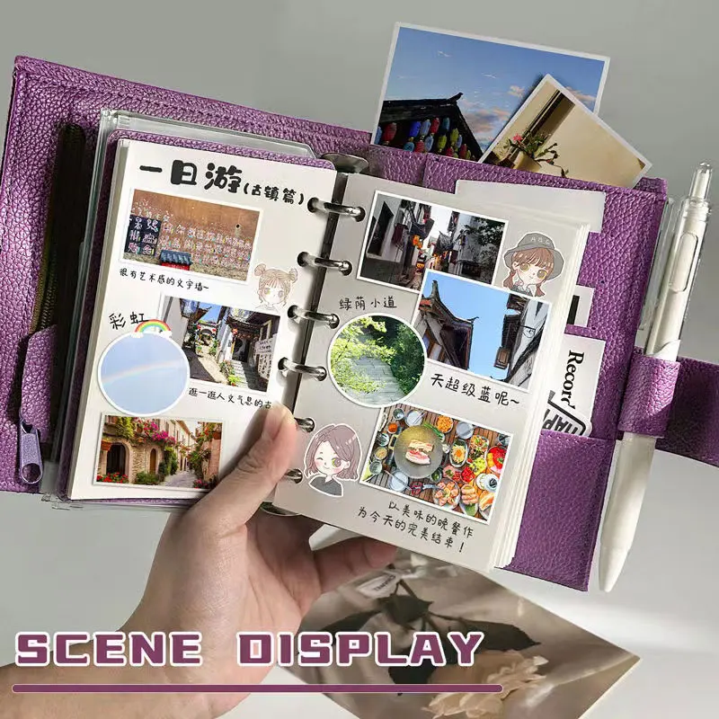 Imagem -02 - Couro Folhas Soltas Notebook Ring Binder Clip-on Faux Journal Kawaii 2023 a5 pu