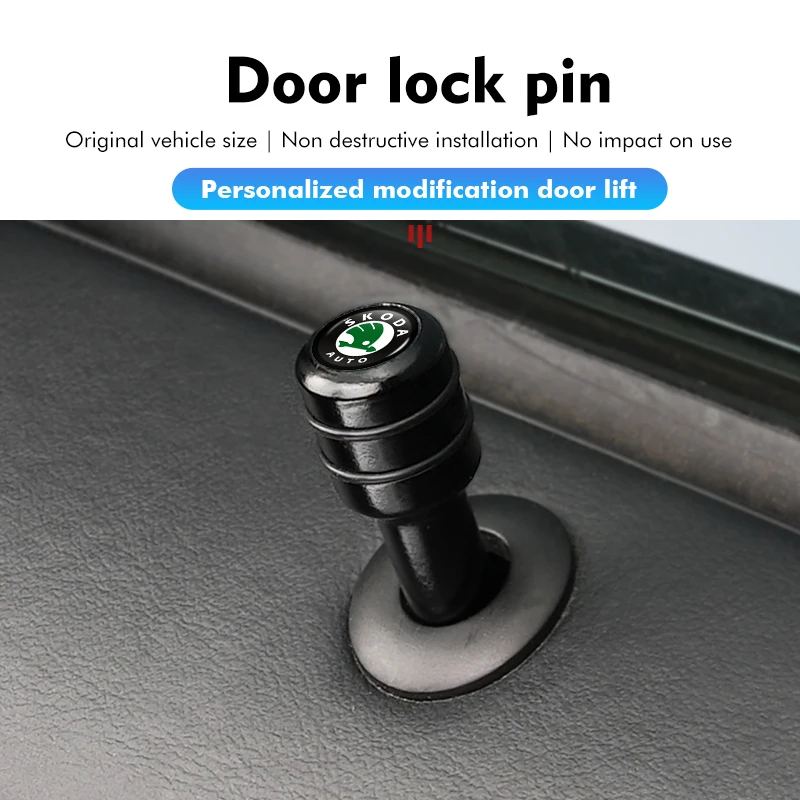 Car Door Lock Pin Knob Pull Security Insurance Accessories For Skoda Rapid Kodiaq Karoq Fabia Kamiq MK3 Roomster Enyaq