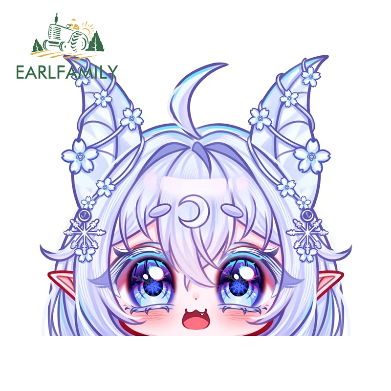 

EARLFAMILY 13 см x 11,7 см серебряные волосы Chibi Vtuber Peek наклейки аниме уши ноутбук Kawaii аксессуары JDM забавные автомобильные наклейки