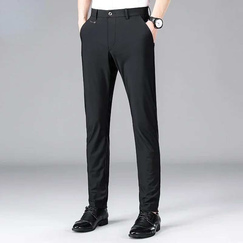 

Ice Silk Men's Casual Pants Summer New Thin Business Casual Suit Pants for Men High Quality Formal Trousers for Men Ropa Hombre