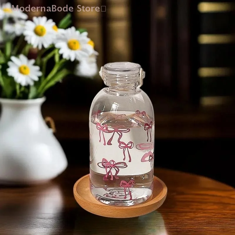 【M】زجاجة مياه بسيطة سعة 500 مل، كوب محمول جمالي للنساء، كوب بلاستيكي ذو سعة كبيرة لشاي القهوة في الهواء الطلق