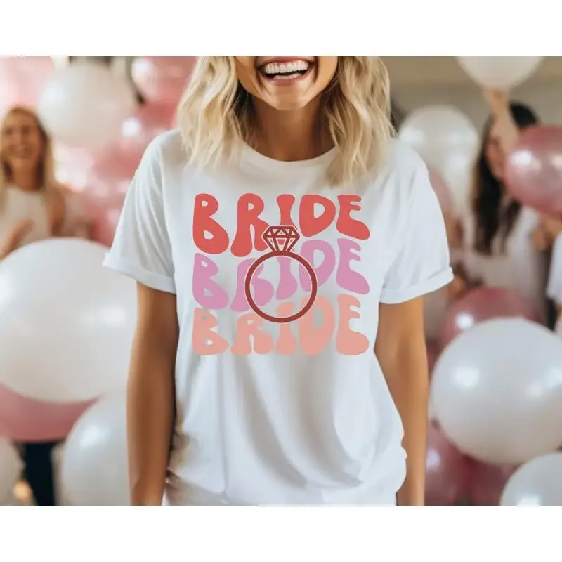 Bride Bachelorette Party T Shirt Bridal Bridesmaid To Be Wedding Bachelor Retro Bach