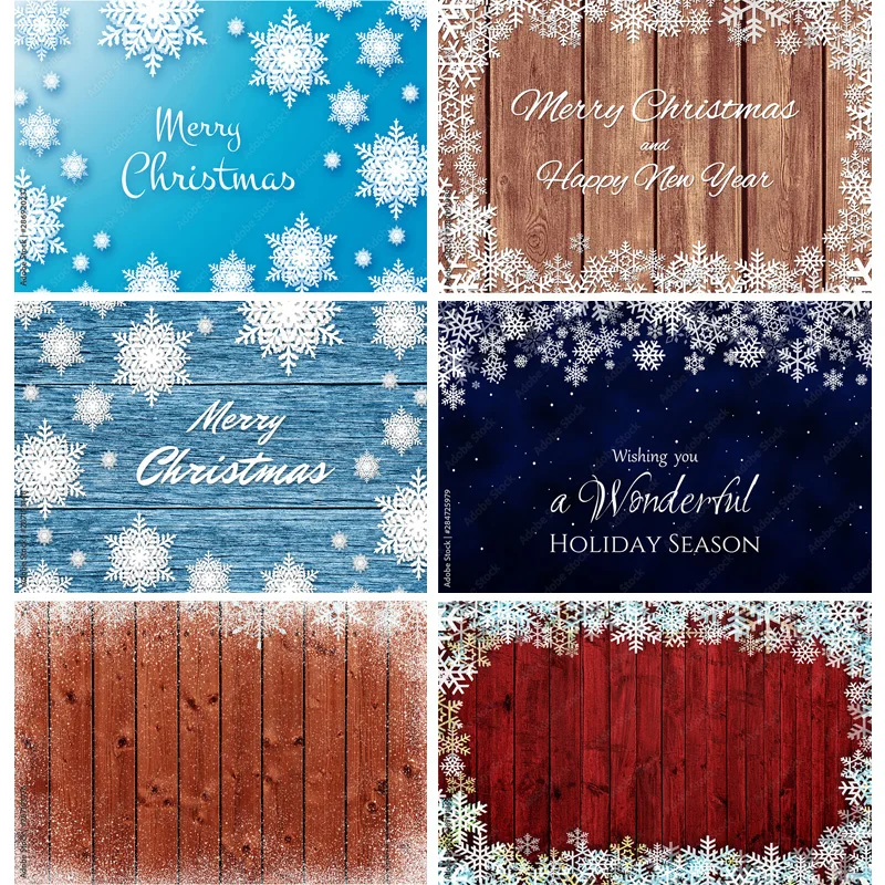 Christmas Theme Photography Background Snowflake Wood Plank Portrait Backdrops For Photo Studio Props 21121 TU-02
