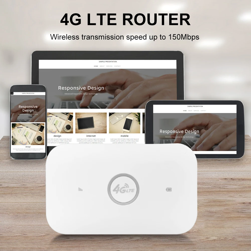 150Mbps 4G LTE WiFi Router Hotspot Pocket Mobile Router with Sim Card Slot Portable Modem Built-in Battery For Car Home Travel