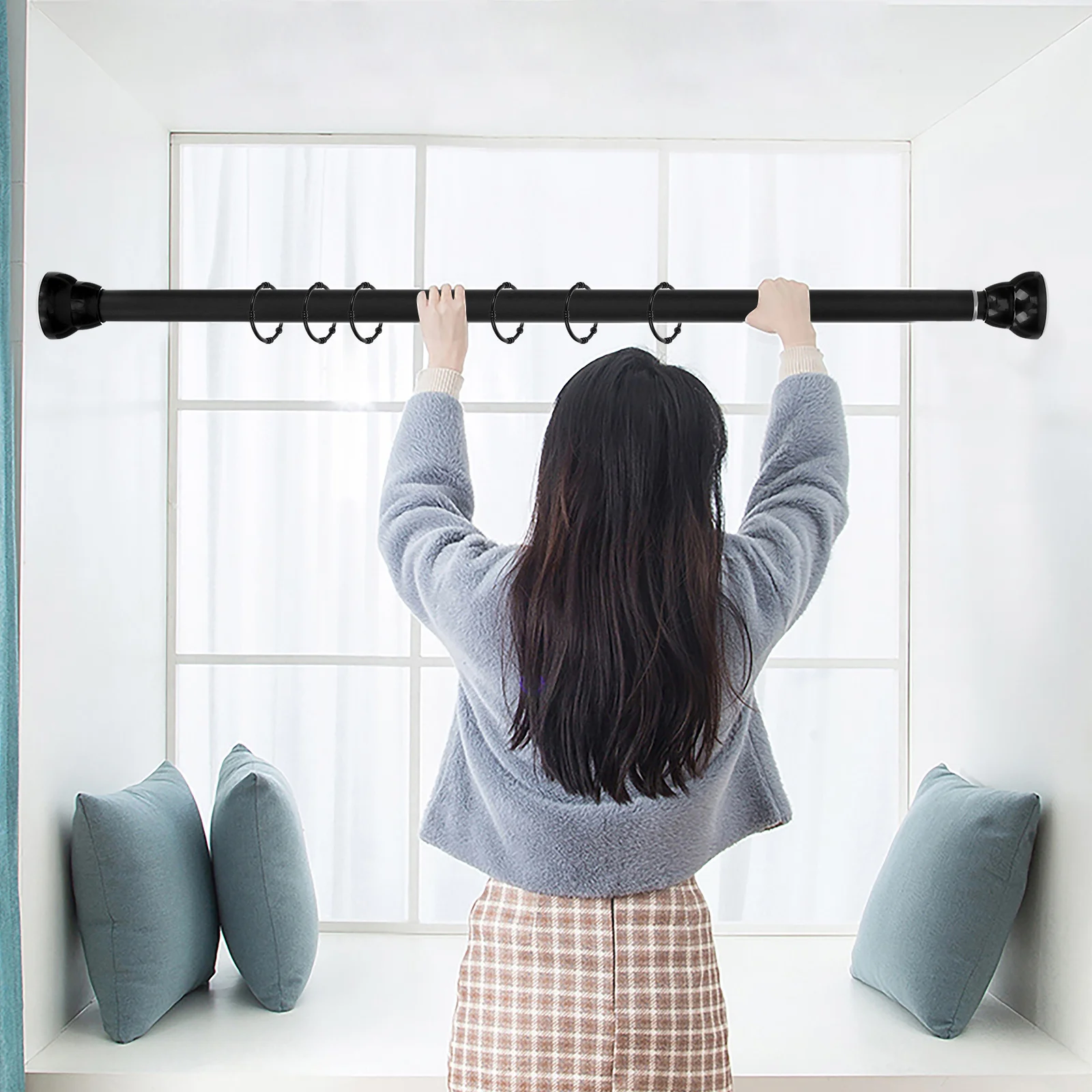 

12Pcs Hanging Shower Curtain Rings Heavy Duty Zinc Alloy Metal Hooks for Bathroom Window Curtains Shower Curtain Rings