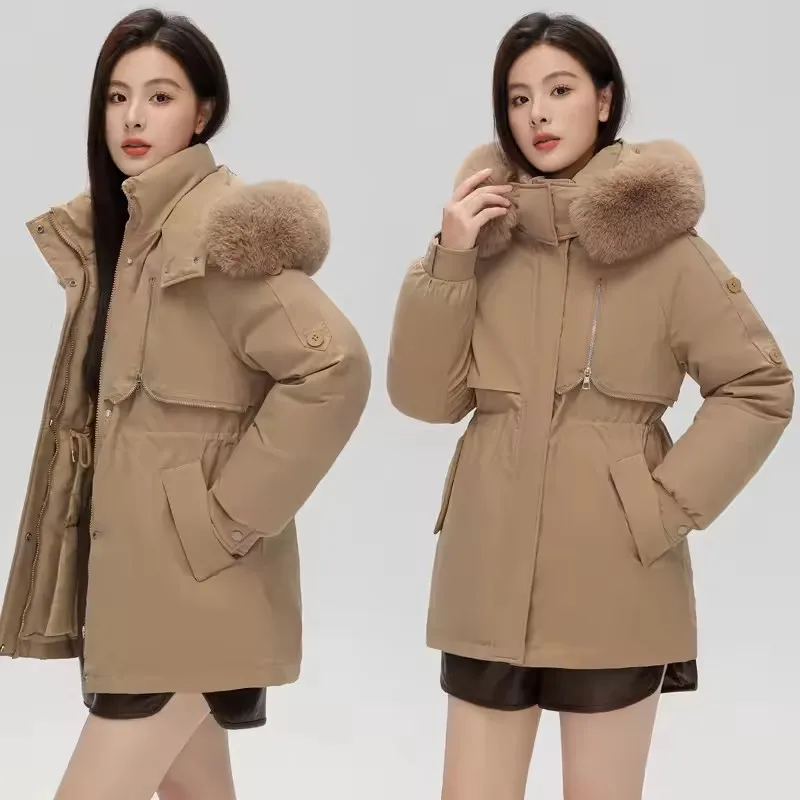 

Winter Parkas Coat Women Down Cotton-padded Jacket Thicken Hooded Overcoat Student Loose Female Snow Outerwear