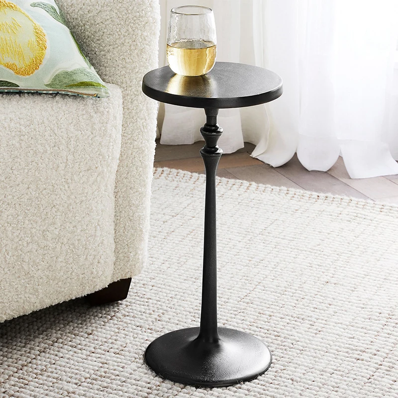 

italian luxury black or gold side table portable retro table small round brass coffee table