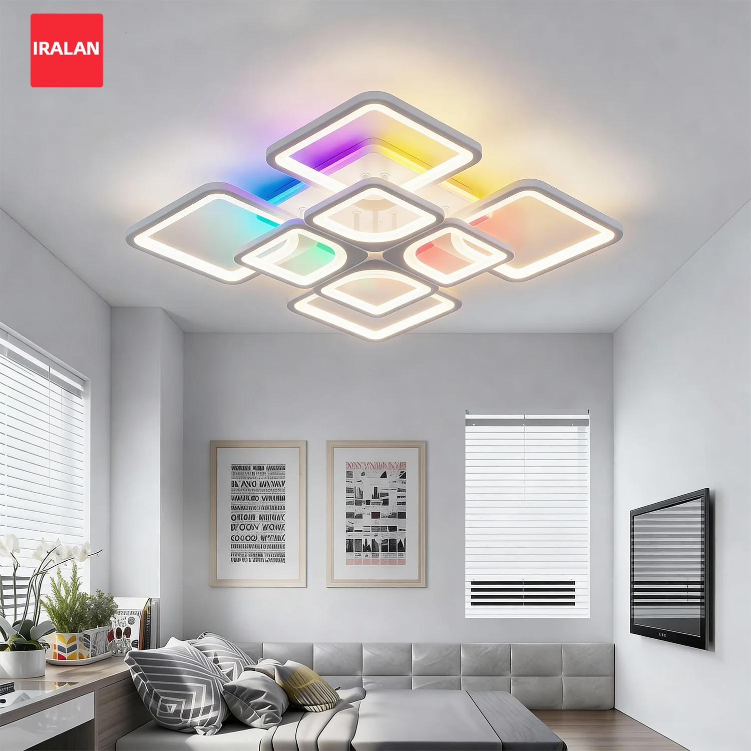 RGB LED Ceiling Chandelier Dimmable Energy Saving Home Pendant Lamp with Backlight Hot Selling Ceiling Light Luster Lighting