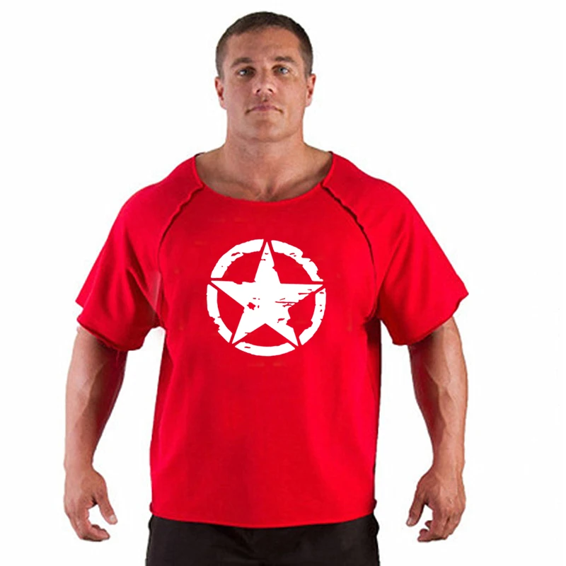 

Mens Fashion Casual Loose Oversized Short Sleeve T-shirt Dropped Shoulder Fitness Wear T Shirt Summer Gym Bodybuilding Tops Tees
