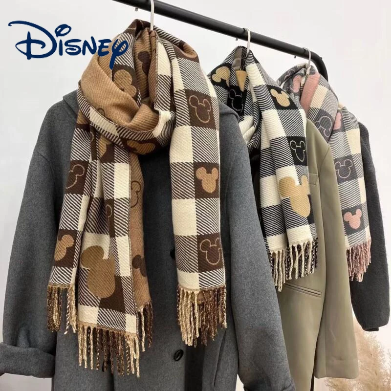 Disney Scarf Winter Bear Head Scarf Women Double Sided Shawl Imitation Cashmere Retro Foreign Style Fashion All Match Shawl Gift