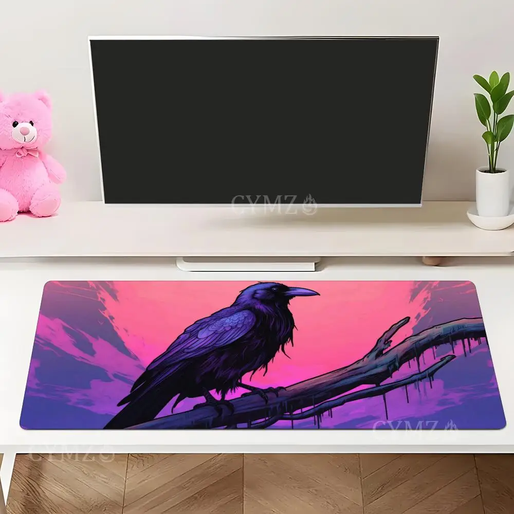 موضوع الغربان في ukiyo-e Mouse Pad Desk Mat حصير الألعاب ملحقات مكتب مطاطية مضادة للانزلاق مناسبة للمكتب والألعاب
