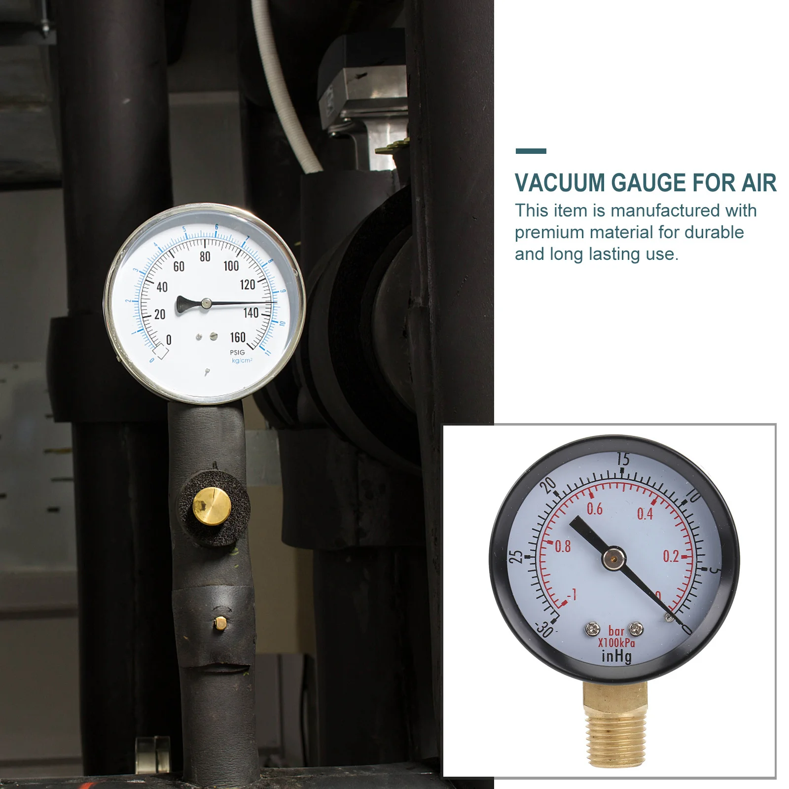 Vacuum Pressure Gauge Digital Industrial Mini Portable 0 30inhg Water Oil Gas Measurement Tool Durable Long Lasting Use Vacuum