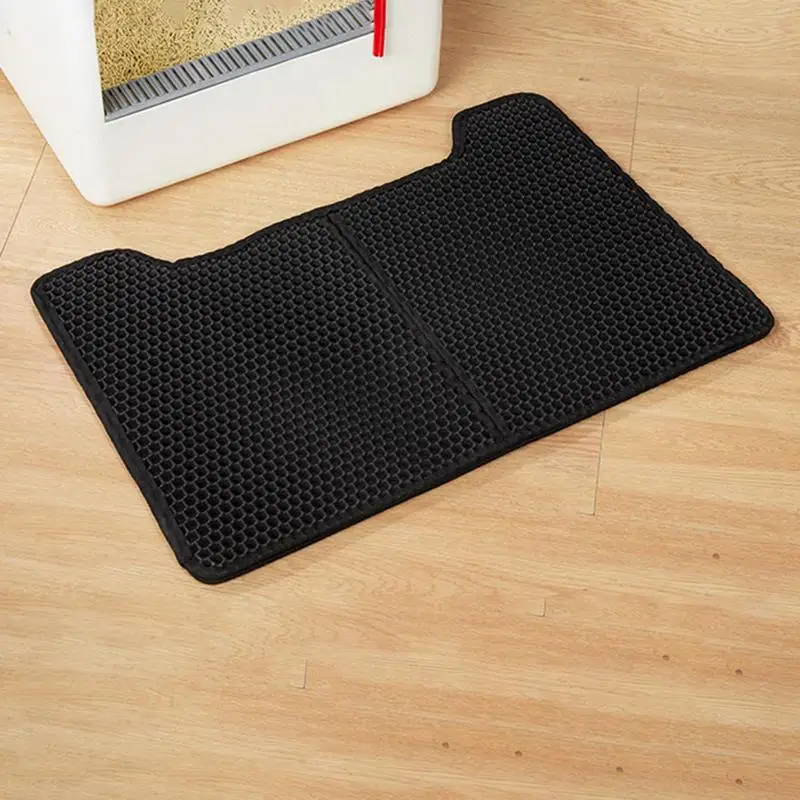 Litter Mat For Cat Double Scatter Control Layer Mat 25.2x16.54 Inches Water Resistant Litter Trapping Mat Anti-Slip Cat Litter